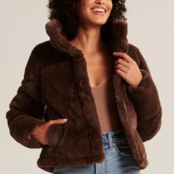 Abercrombie & Fitch Jackets & Blazers - Abercrombie & Fitch Faux Fur Mini Puffer Coat